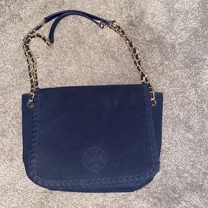 Navy Tory Burch Marion suede Bag